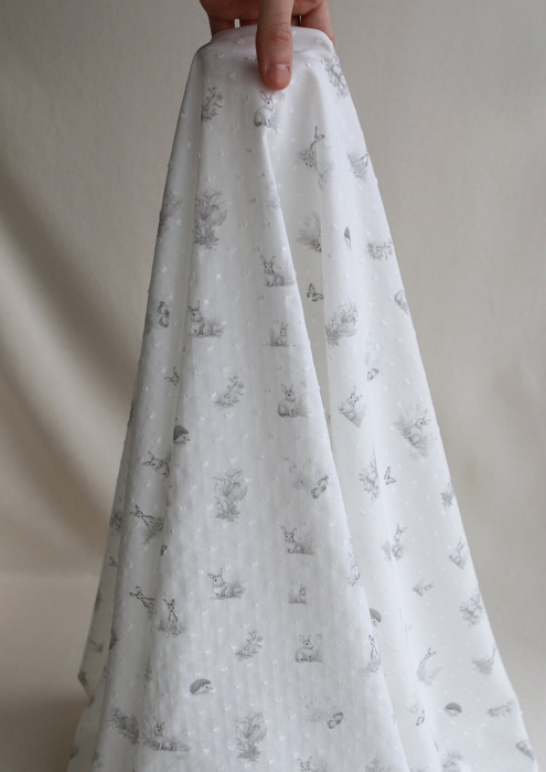 Oswald - Plumetis de coton imprimé animaux de la forêt gris