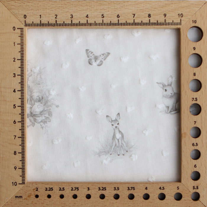 Oswald - Plumetis de coton imprimé animaux de la forêt gris