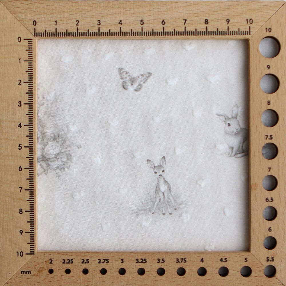 Oswald - Plumetis de coton imprimé animaux de la forêt gris