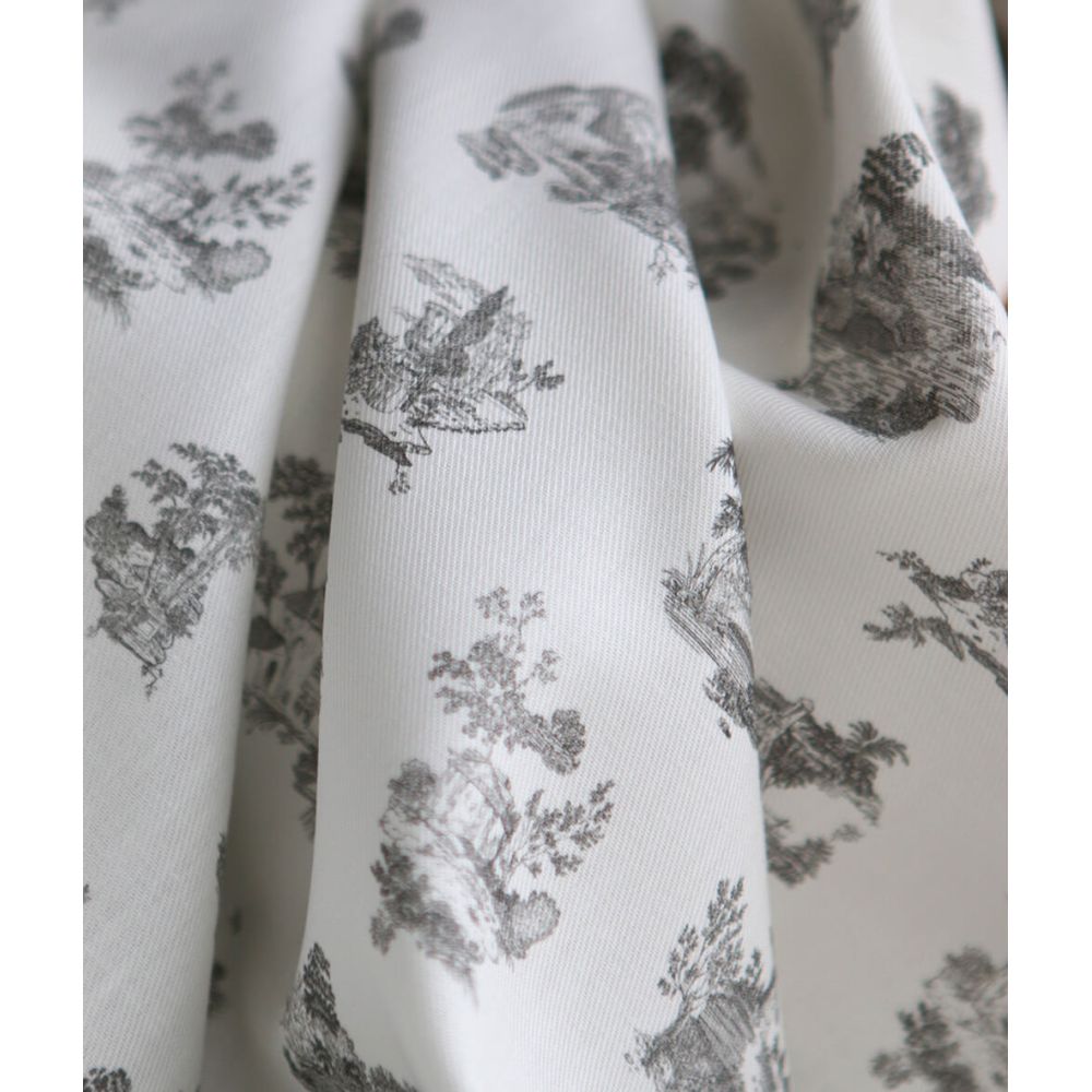 Luce - Tissu sergé / twill de coton organique imprimé toile jouy gris