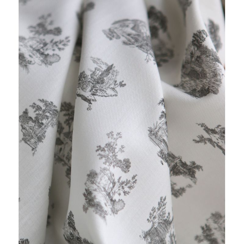 Luce - Tissu sergé / twill de coton organique imprimé toile jouy gris