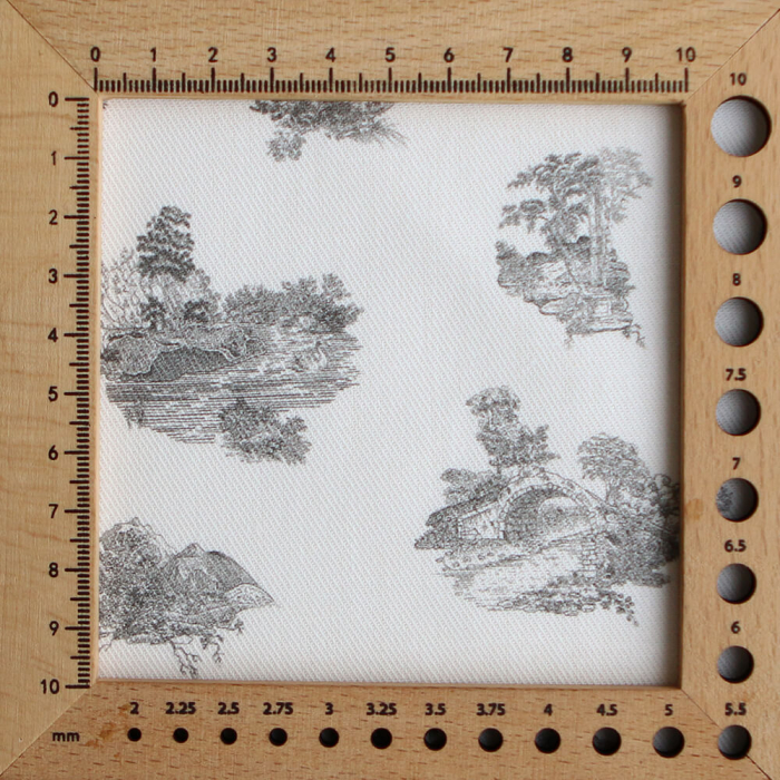 Luce - Tissu sergé / twill de coton organique imprimé toile jouy gris