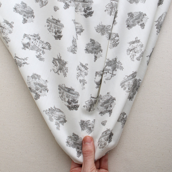 Luce - Tissu sergé / twill de coton organique imprimé toile jouy gris