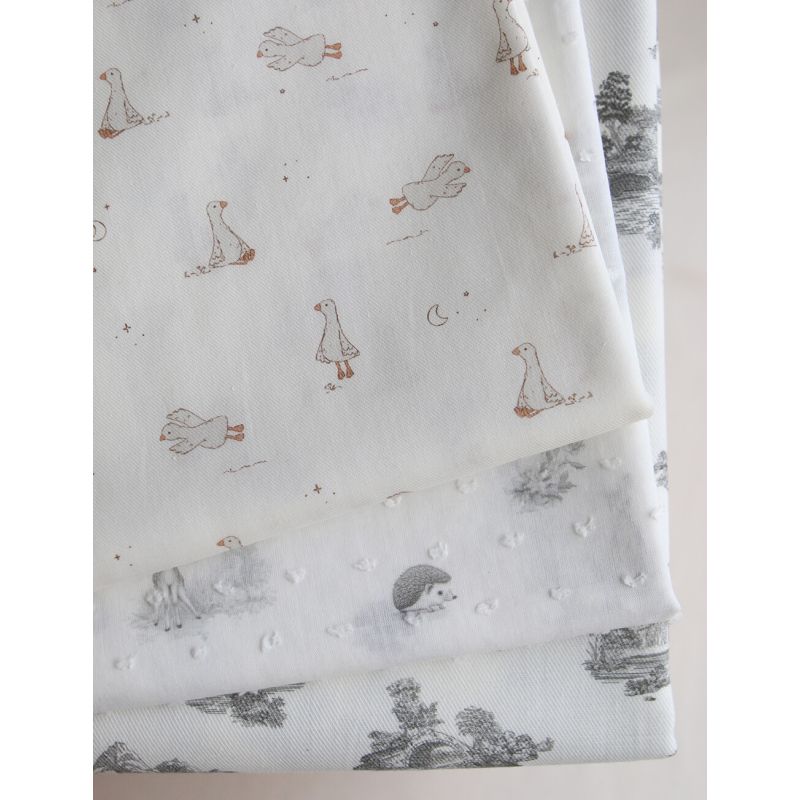 Luce - Tissu sergé / twill de coton organique imprimé toile jouy gris