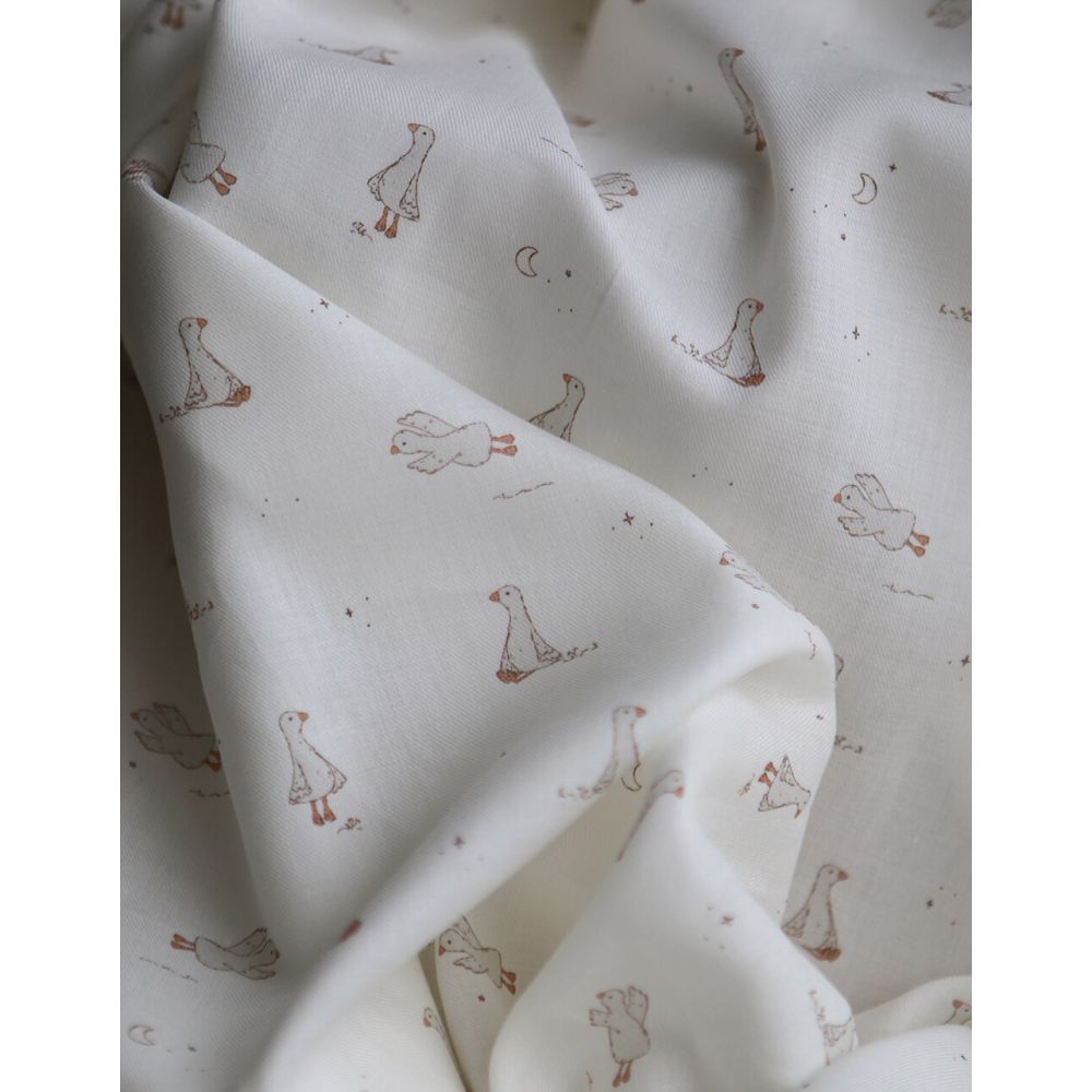 Anatole - Tissu sergé / twill fin coton organique imprimé petites oies