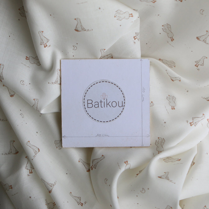 Anatole - Tissu sergé / twill fin coton organique imprimé petites oies