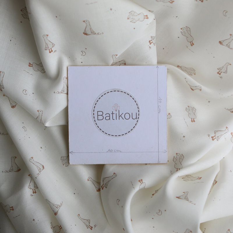 Anatole - Tissu sergé / twill fin coton organique imprimé petites oies