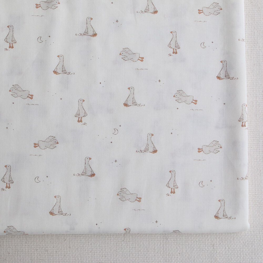 Anatole - Tissu sergé / twill fin coton organique imprimé petites oies