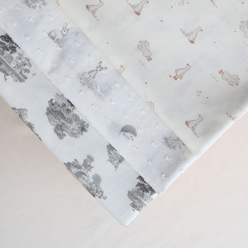 Anatole - Tissu sergé / twill fin coton organique imprimé petites oies