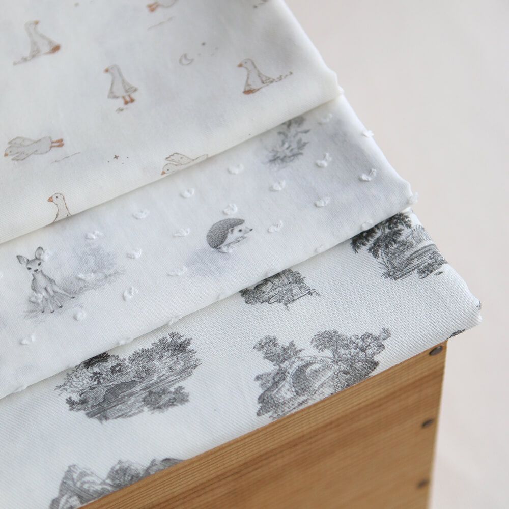 Anatole - Tissu sergé / twill fin coton organique imprimé petites oies