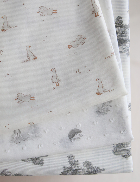 Anatole - Tissu sergé / twill fin coton organique imprimé petites oies