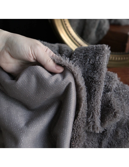 Meora - fausse fourrure / moumoute sherpa lurex taupe