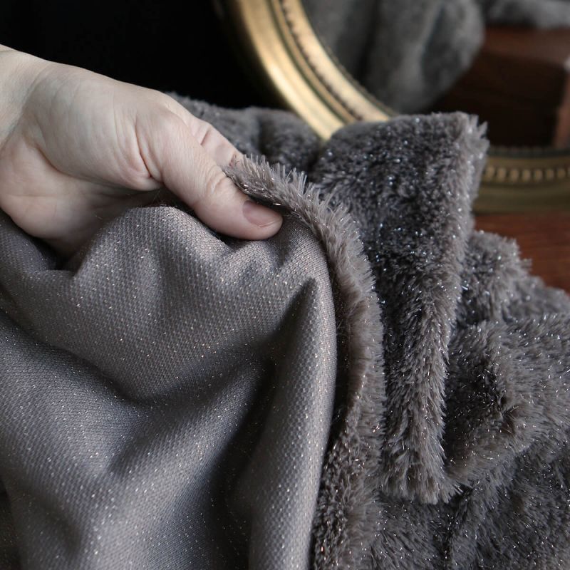 Meora - fausse fourrure / moumoute sherpa lurex taupe