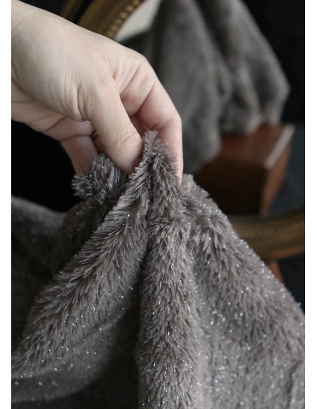 Meora - fausse fourrure / moumoute sherpa lurex taupe