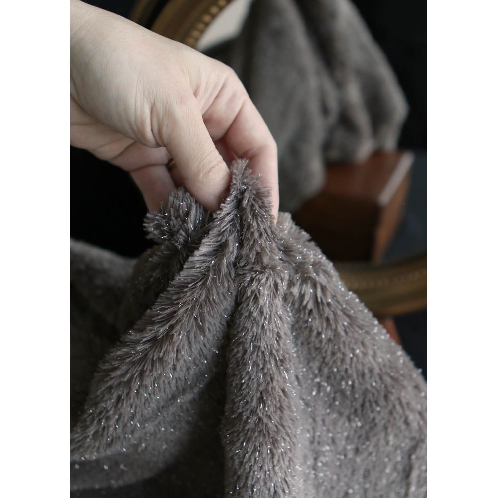 Meora - fausse fourrure / moumoute sherpa lurex taupe