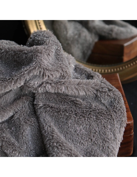 Meora - fausse fourrure / moumoute sherpa lurex taupe