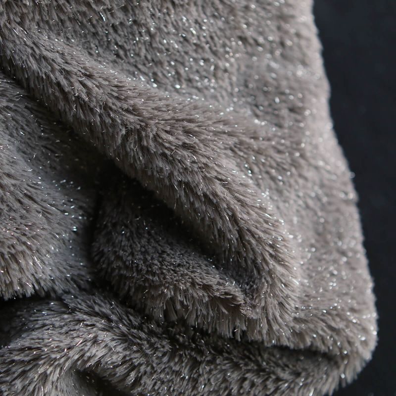 Meora - fausse fourrure / moumoute sherpa lurex taupe