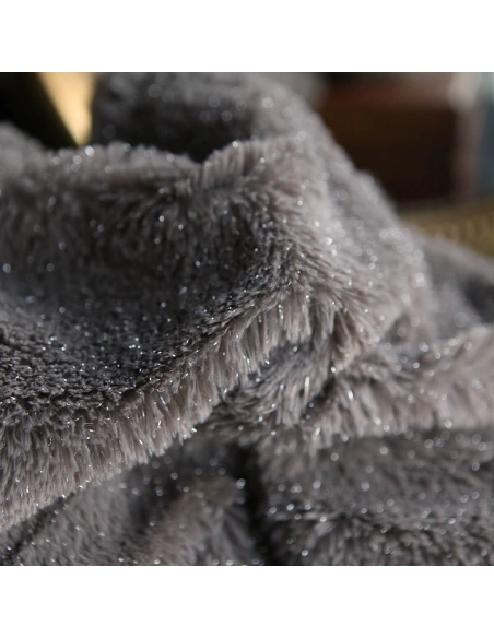 Meora - fausse fourrure / moumoute sherpa lurex taupe