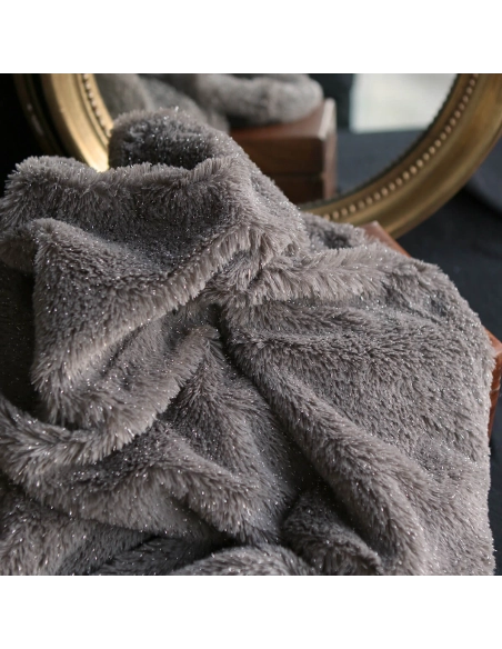 Meora - fausse fourrure / moumoute sherpa lurex taupe