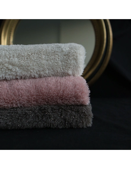 Meora - fausse fourrure / moumoute sherpa lurex taupe