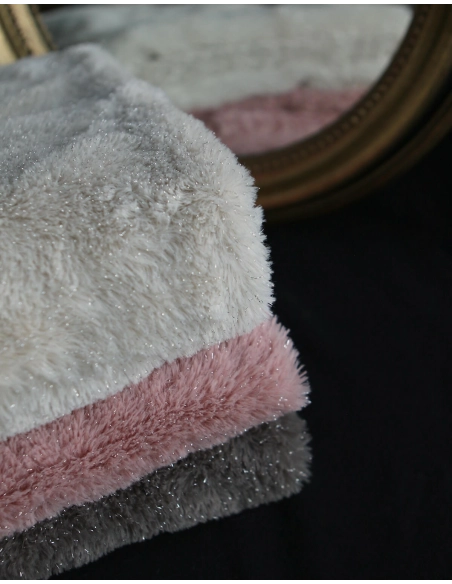 Meora - fausse fourrure / moumoute sherpa lurex nude rose