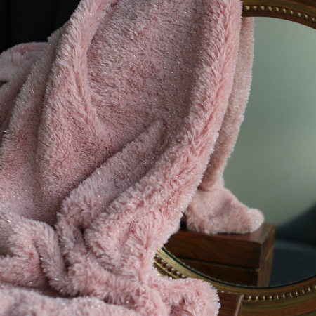 Meora - fausse fourrure / moumoute sherpa lurex nude rose