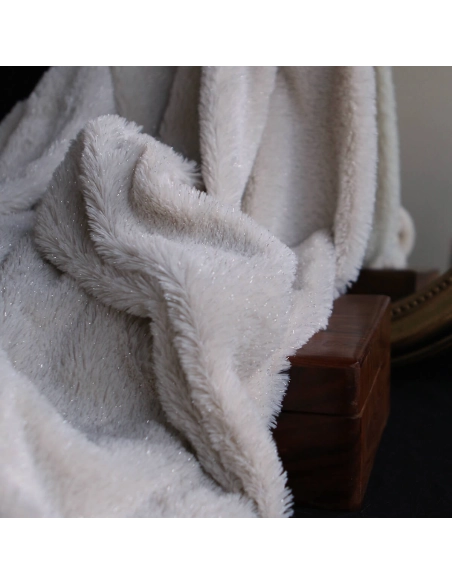 Meora - fausse fourrure / moumoute sherpa lurex écru