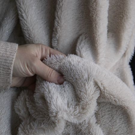 Meora - fausse fourrure / moumoute sherpa lurex écru