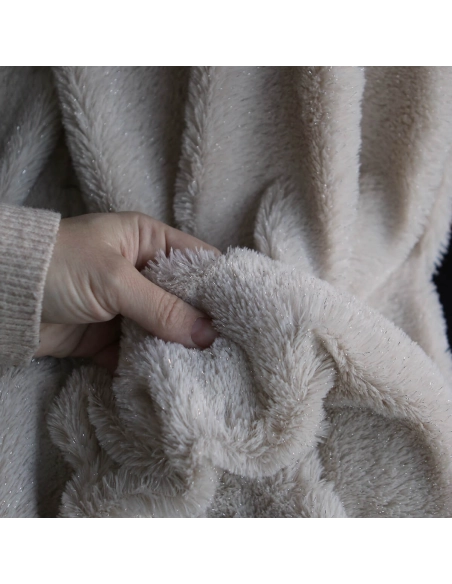 Meora - fausse fourrure / moumoute sherpa lurex écru