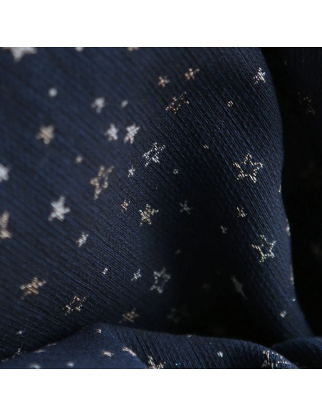 Garino - Tissu Brocart jacquard bleu marine / doré made in France