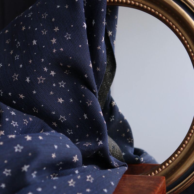 Garino - Tissu Brocart jacquard bleu marine / doré made in France