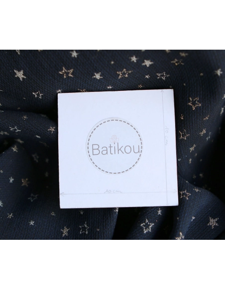 Garino - Tissu Brocart jacquard bleu marine / doré made in France