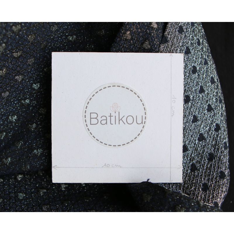 Amour - Tissu Brocart jacquard bleu marine / doré made in France