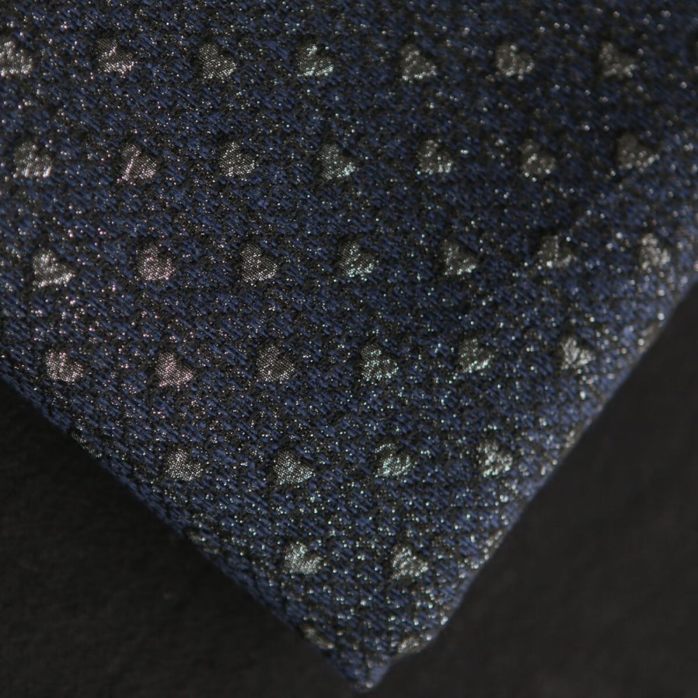 Amour - Tissu Brocart jacquard bleu marine / doré made in France