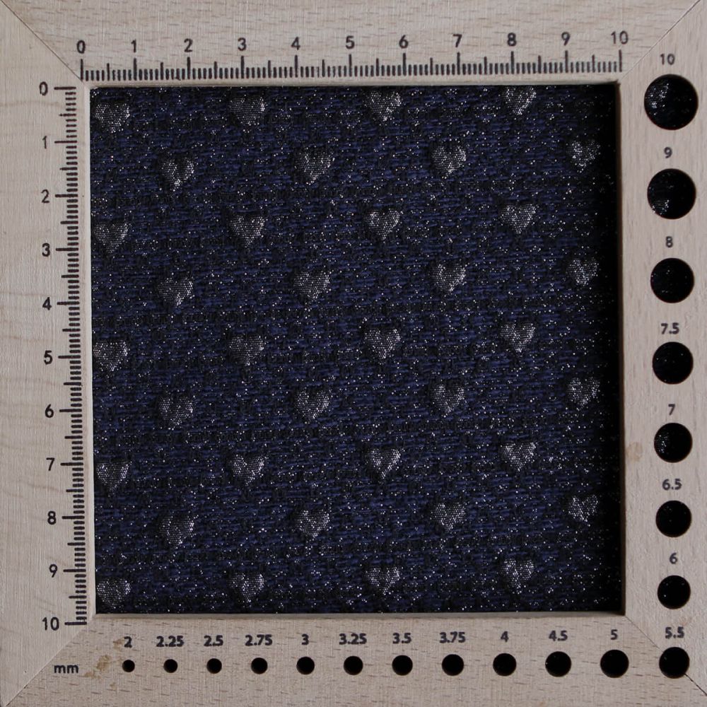 Amour - Tissu Brocart jacquard bleu marine / doré made in France