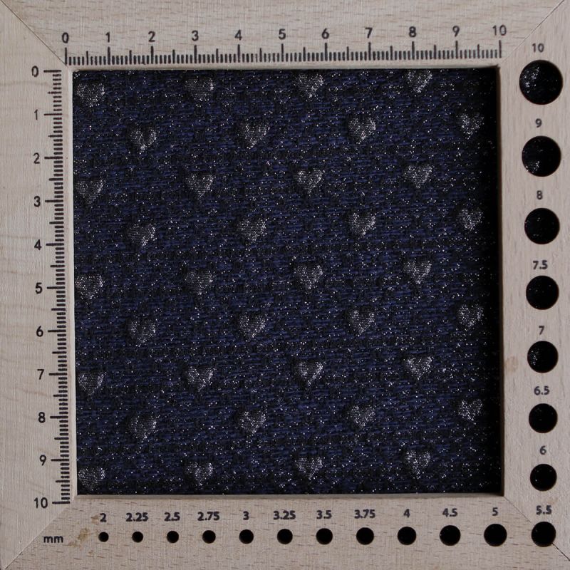Amour - Tissu Brocart jacquard bleu marine / doré made in France