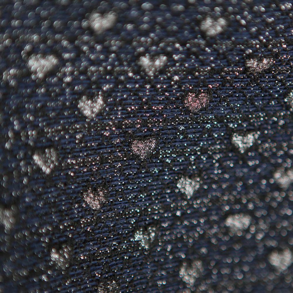 Amour - Tissu Brocart jacquard bleu marine / doré made in France