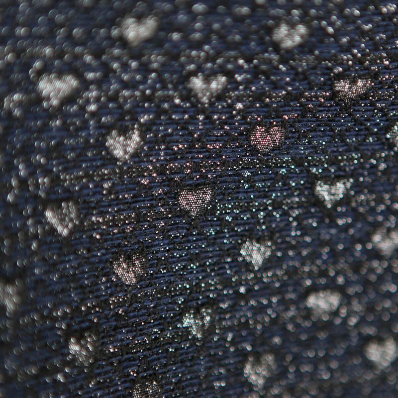 Amour - Tissu Brocart jacquard bleu marine / doré made in France