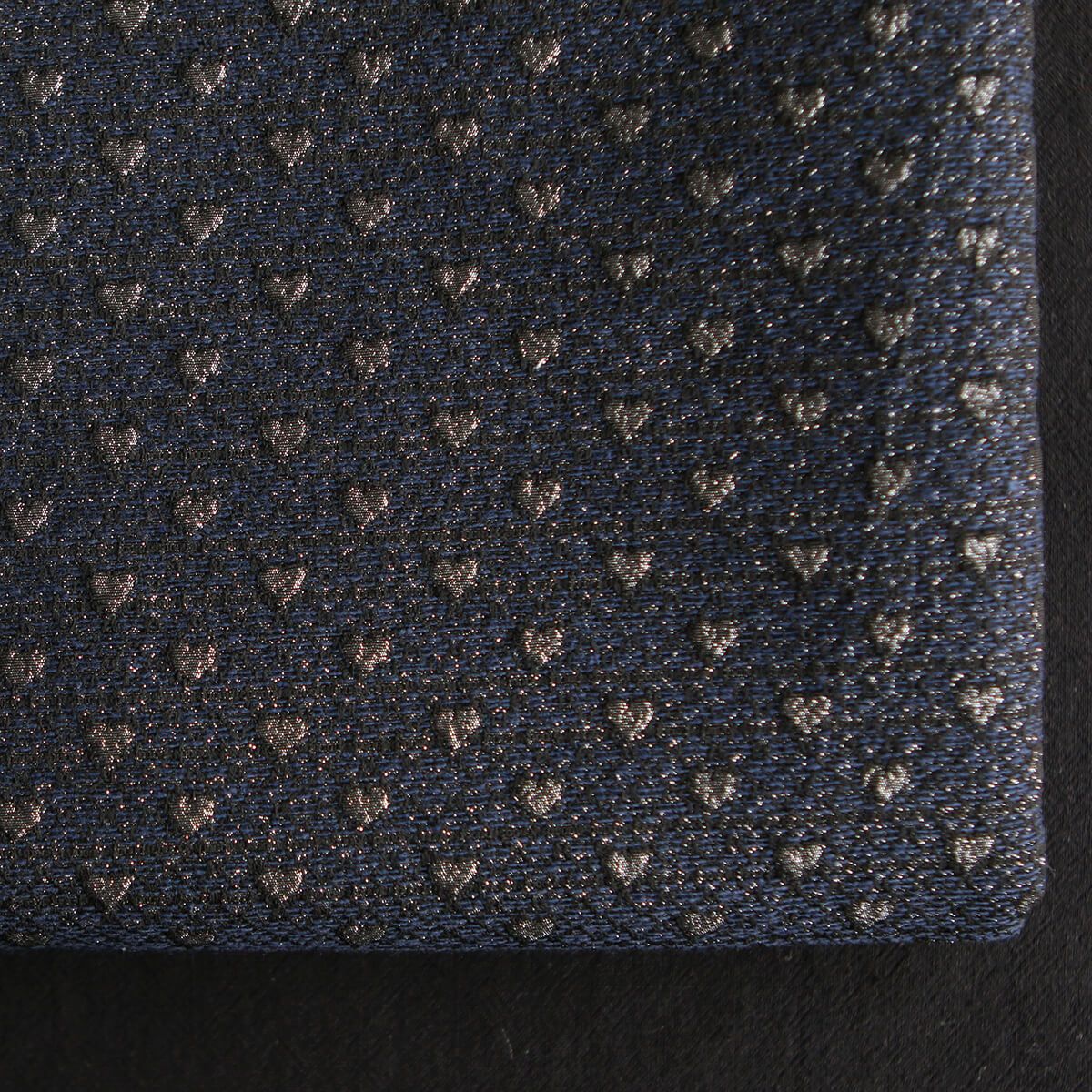 Amour - Tissu Brocart jacquard bleu marine / doré made in France