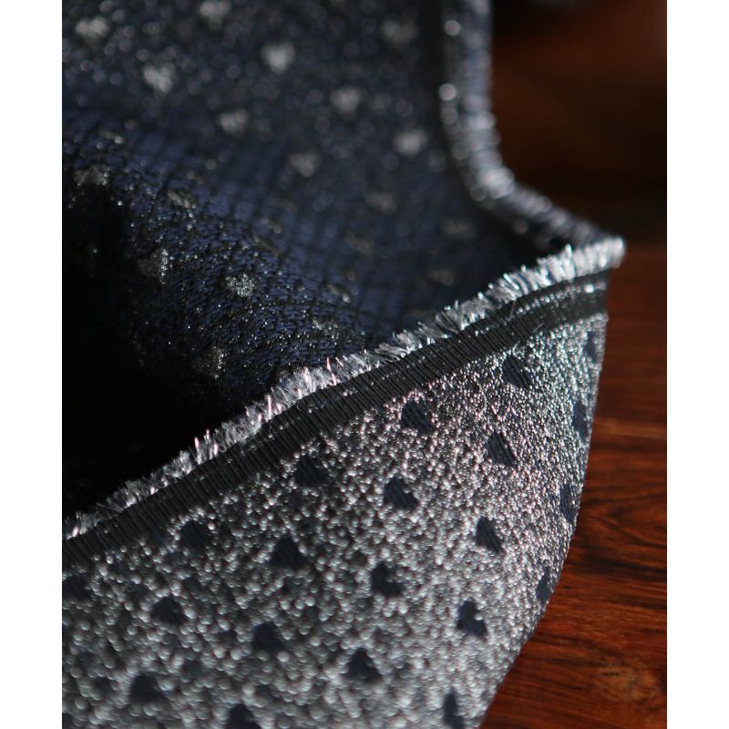 Amour - Tissu Brocart jacquard bleu marine / doré made in France