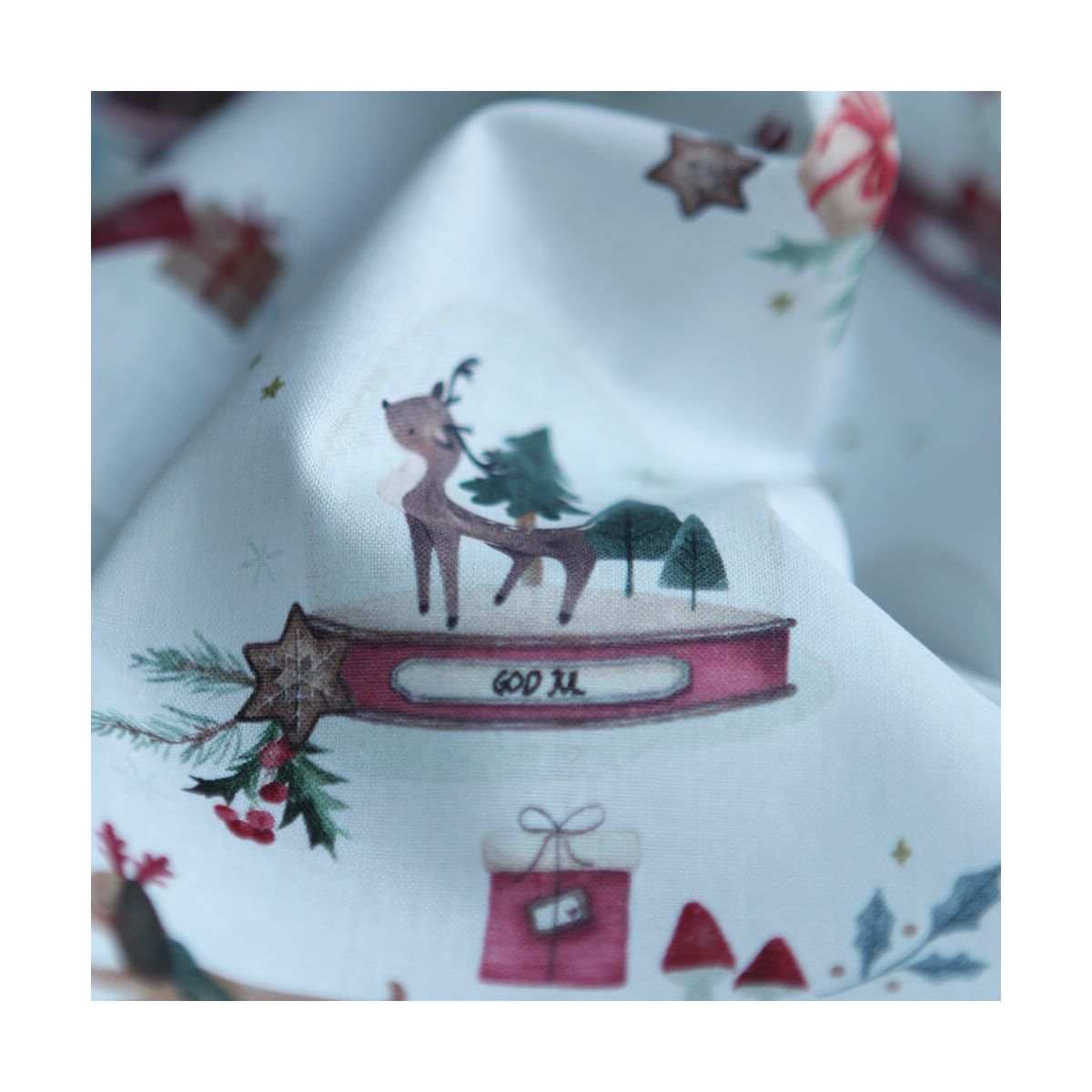 Joulua - Popeline de coton fine motif de noël