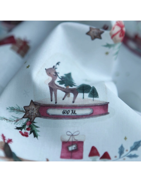Joulua - Popeline de coton fine motif de noël