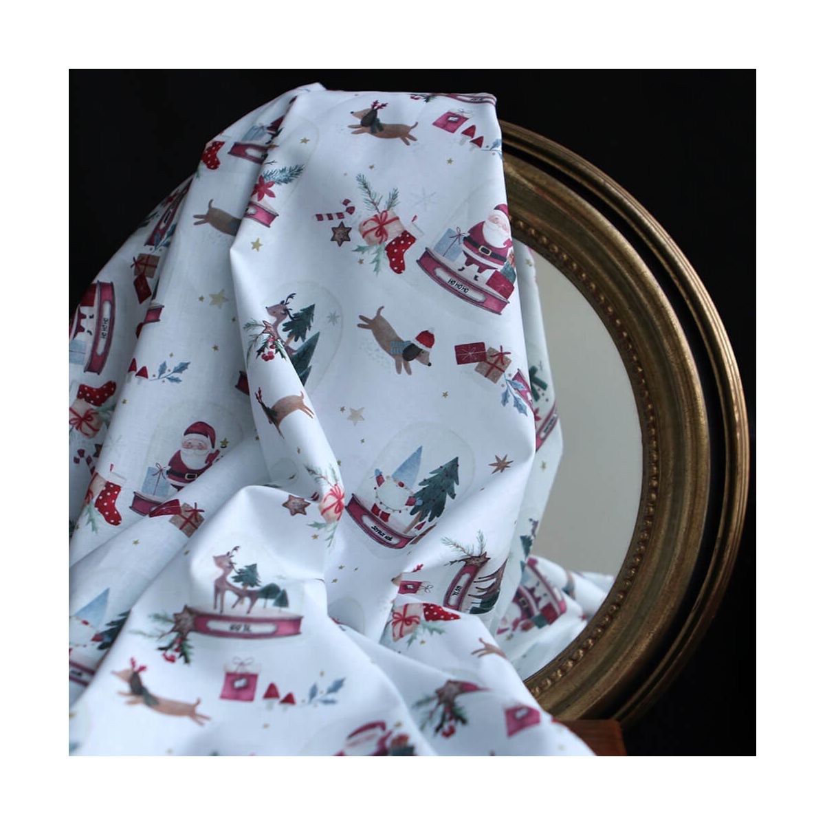 Joulua - Popeline de coton fine motif de noël