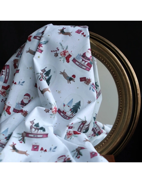 Joulua - Popeline de coton fine motif de noël