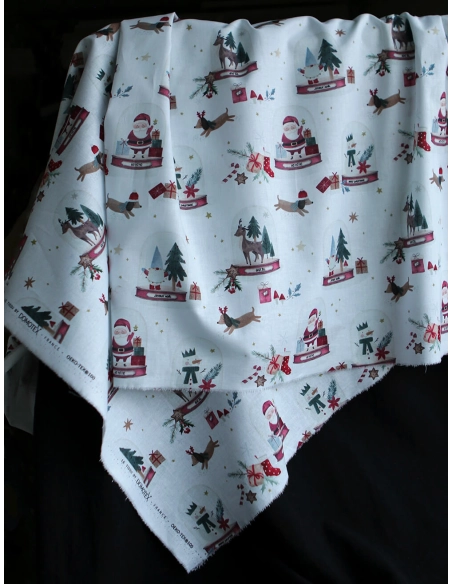 Joulua - Popeline de coton fine motif de noël