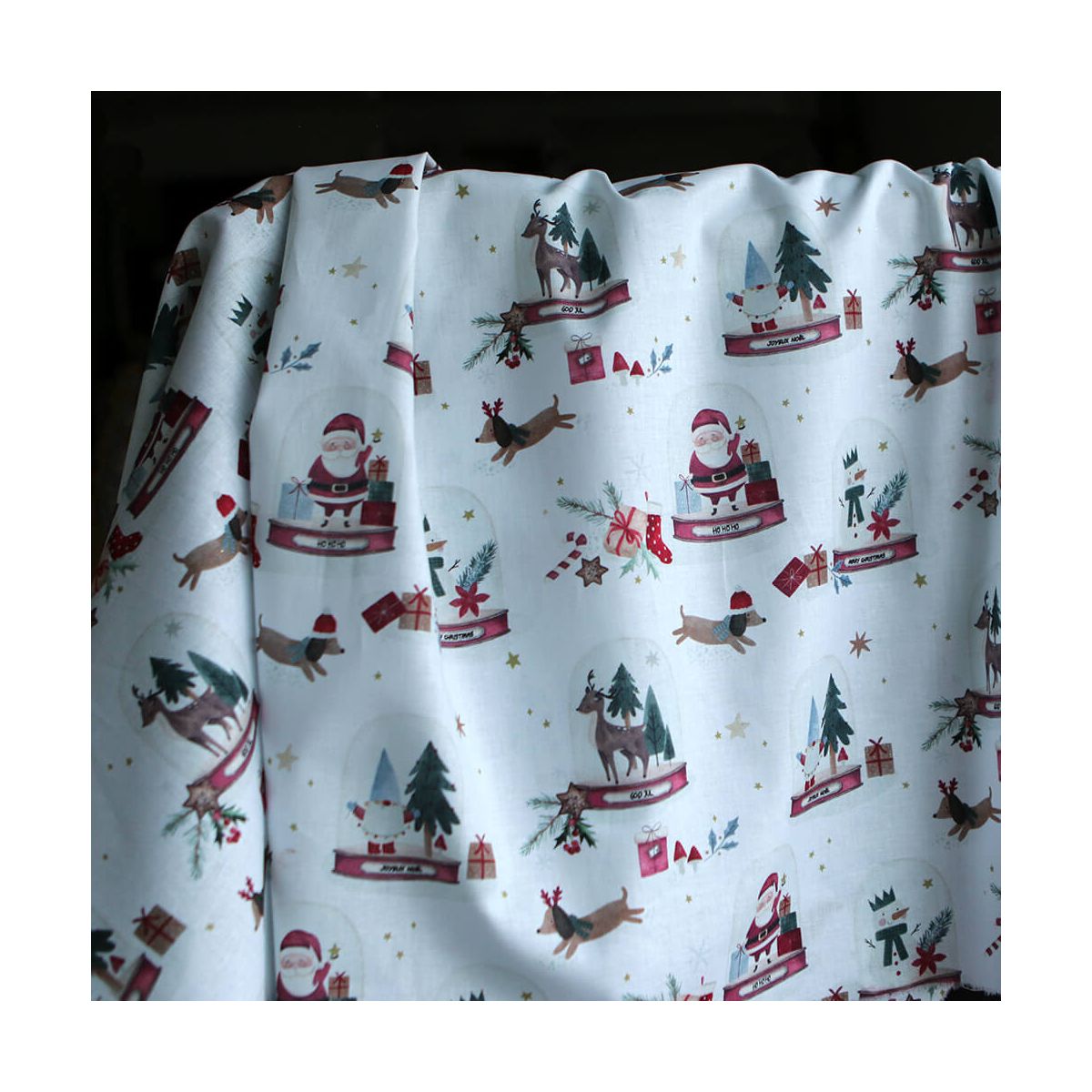 Joulua - Popeline de coton fine motif de noël