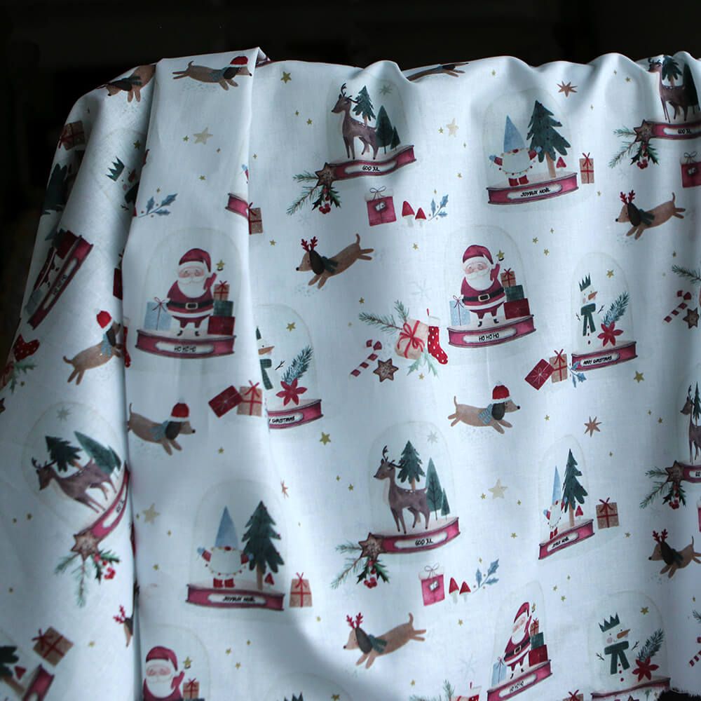 Joulua - Popeline de coton fine motif de noël