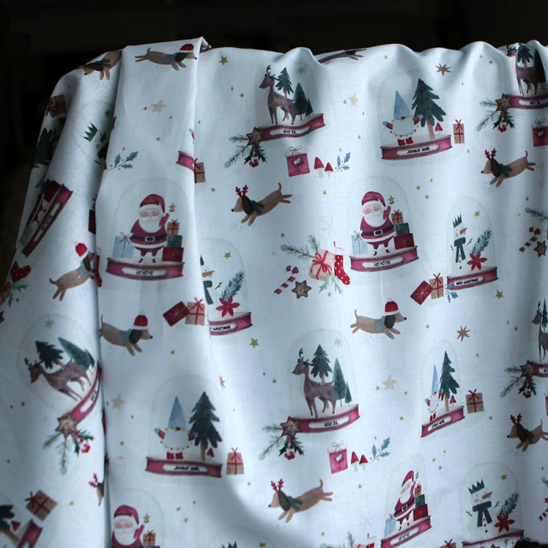 Joulua - Popeline de coton fine motif de noël