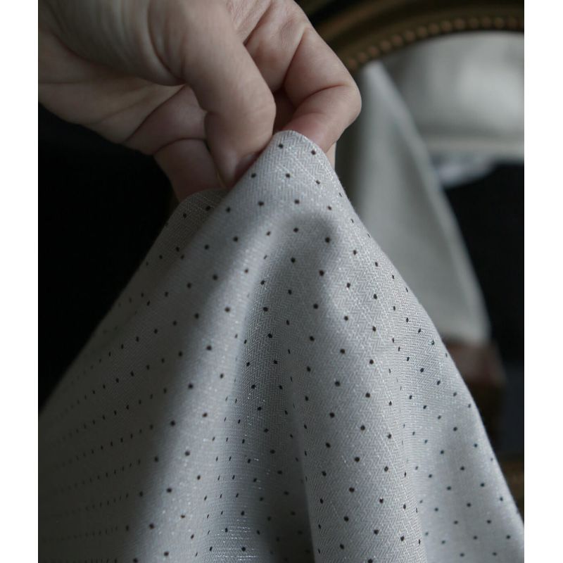 Tissu sergé / twill de coton imprimé pois noir gris et argenté