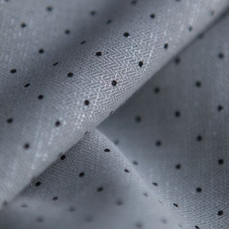 Tissu sergé / twill de coton imprimé pois noir gris et argenté